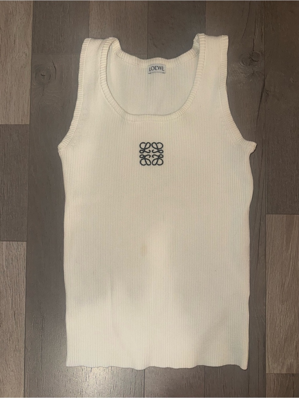 Loewe Cream Ribbed Logo Muscle Tank